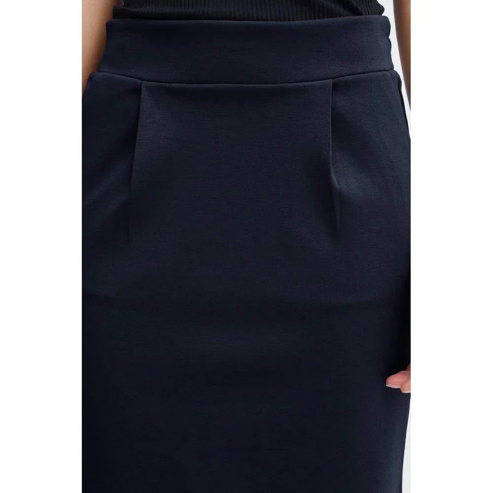 ICHI Blue Polyester Mini Skirt - Zeiniez