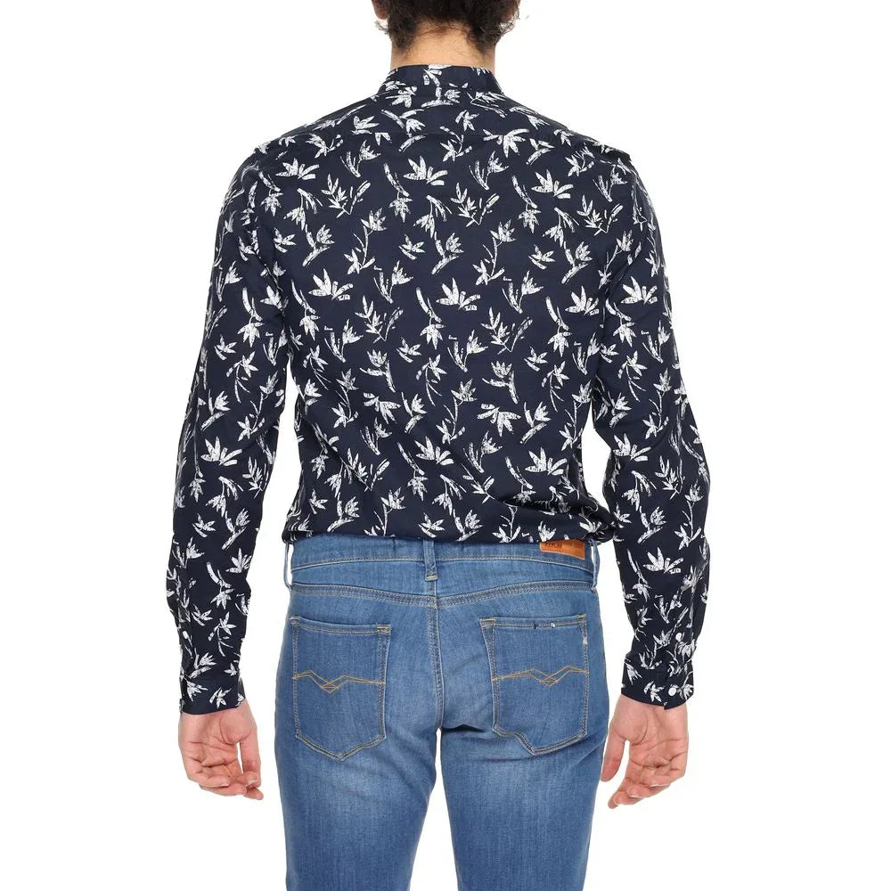 Antony Morato Blue Cotton Pattern Shirt - Zeiniez