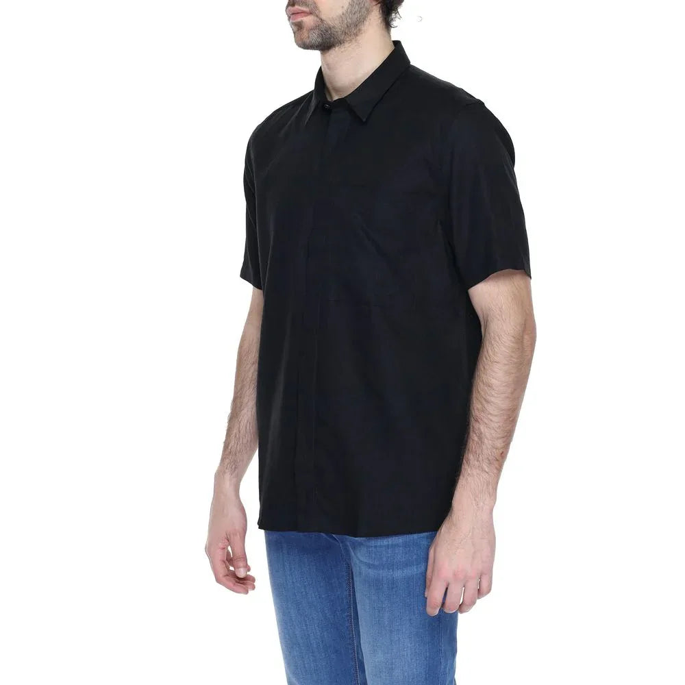 Antony Morato Black Linen Shortsleeve Shirt - Zeiniez