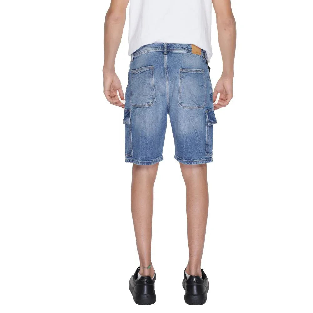 Antony Morato Blue Cotton Bermuda Shorts - Zeiniez