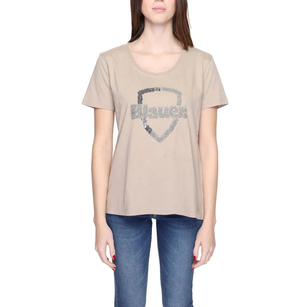 Blauer Beige Cotton T-Shirt - Zeiniez