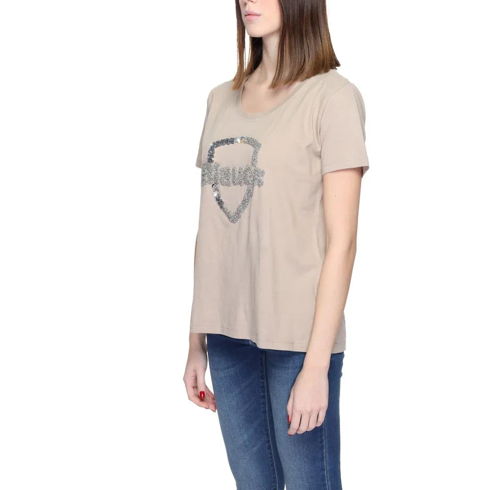 Blauer Beige Cotton T-Shirt - Zeiniez