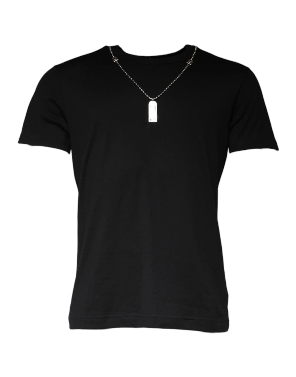 Dolce & Gabbana Black Cotton Necklace Embellished T-shirt - Zeiniez