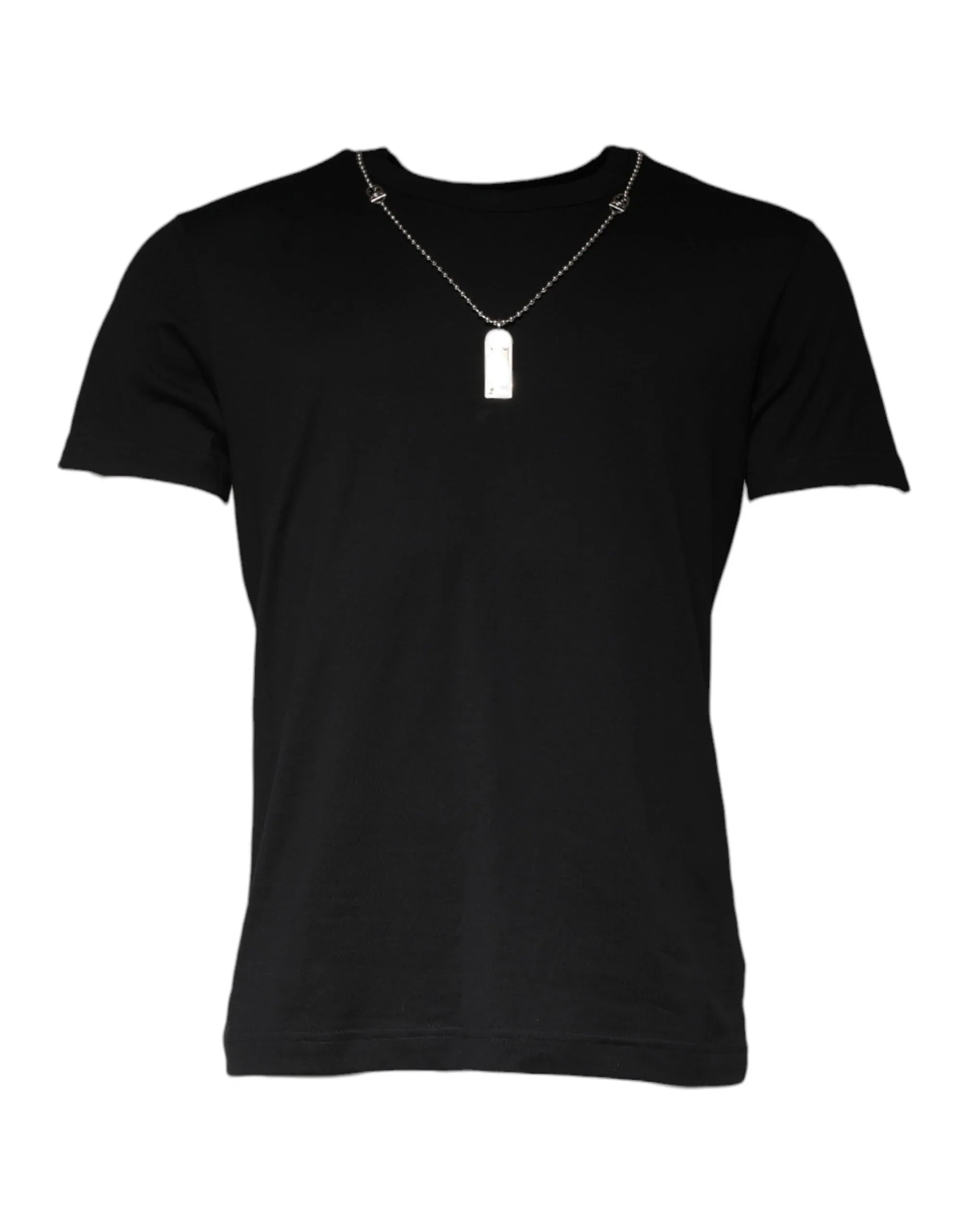 Dolce & Gabbana Black Cotton Necklace Embellished T-shirt - Zeiniez