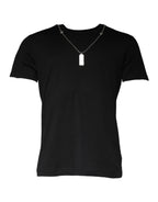 Dolce & Gabbana Black Cotton Necklace Embellished T-shirt - Zeiniez
