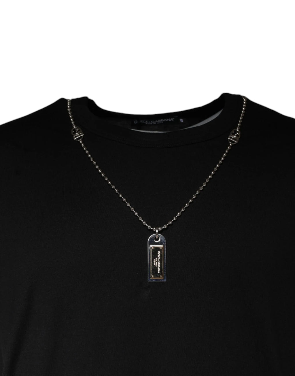 Dolce & Gabbana Black Cotton Necklace Embellished T-shirt - Zeiniez