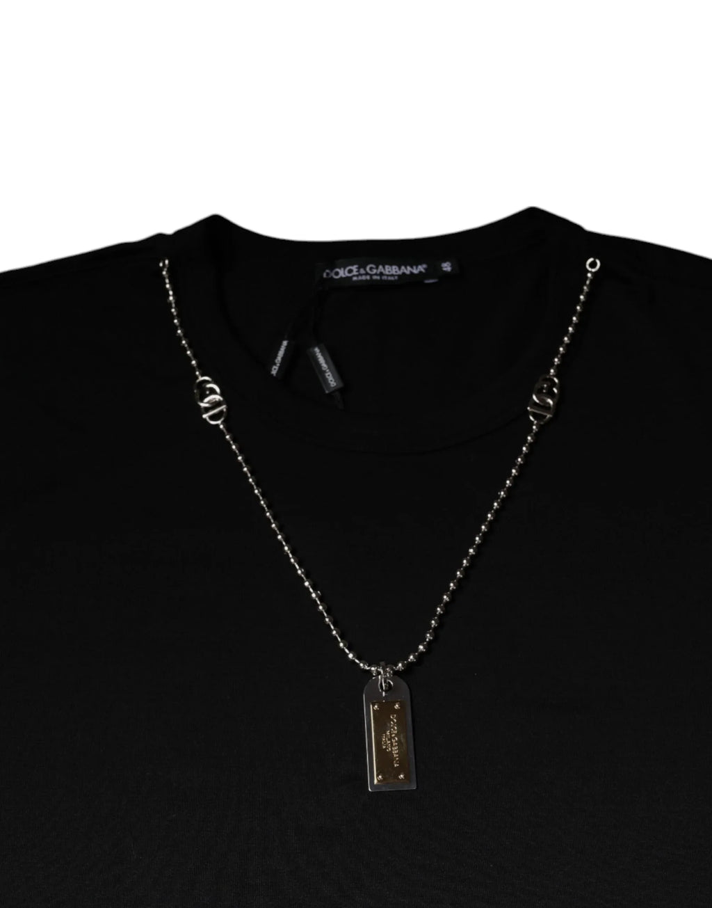 Dolce & Gabbana Black Cotton Necklace Embellished T-shirt - Zeiniez
