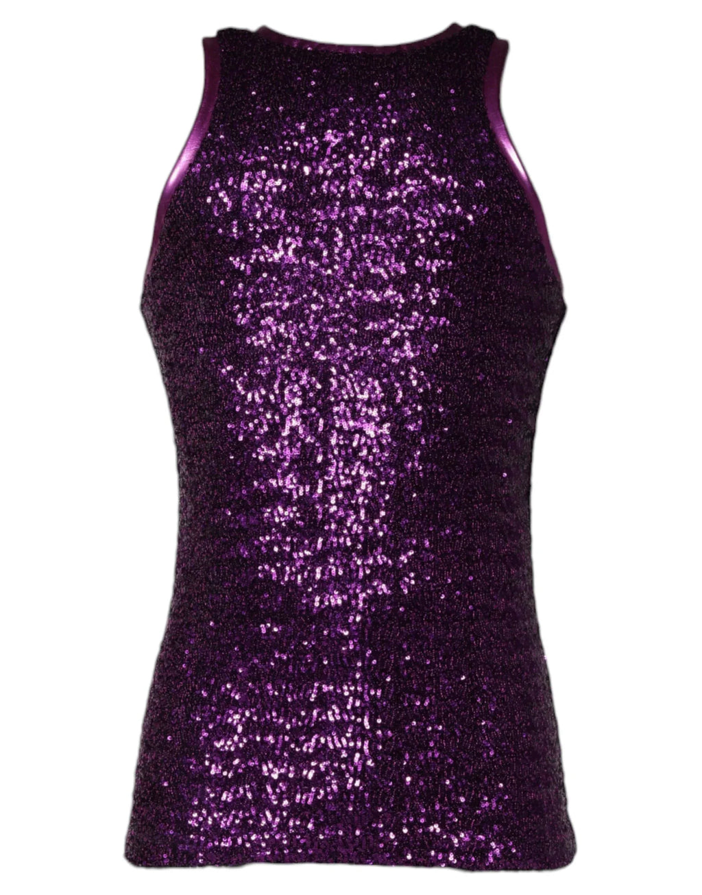 Dolce & Gabbana Purple Sequin Round Neck Sleeveless T-shirt - Zeiniez