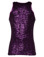 Dolce & Gabbana Purple Sequin Round Neck Sleeveless T-shirt - Zeiniez