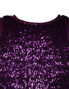 Dolce & Gabbana Purple Sequin Round Neck Sleeveless T-shirt - Zeiniez