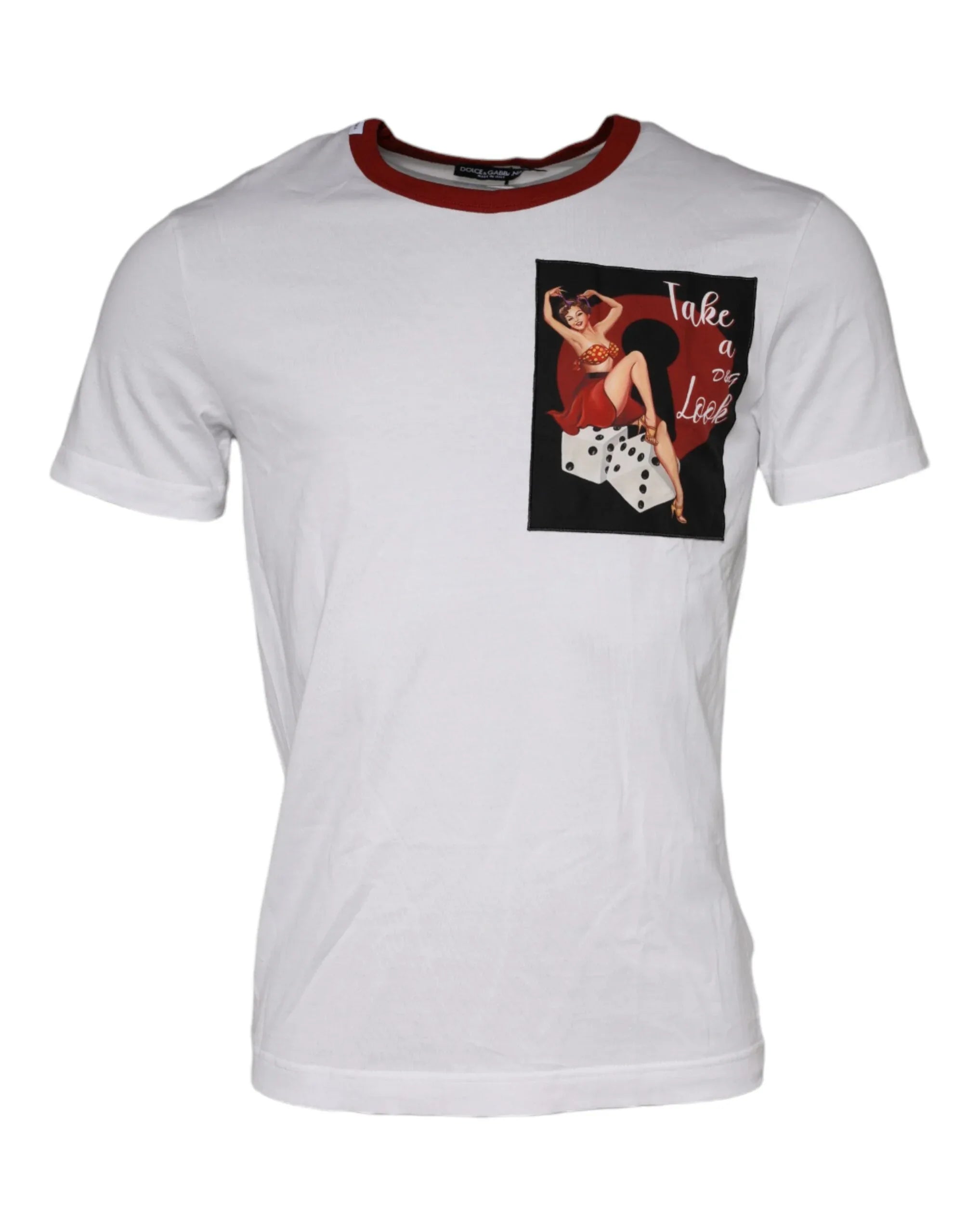 Dolce & Gabbana White Graphic Print Cotton Crew Neck T-shirt - Zeiniez