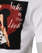 Dolce & Gabbana White Graphic Print Cotton Crew Neck T-shirt - Zeiniez