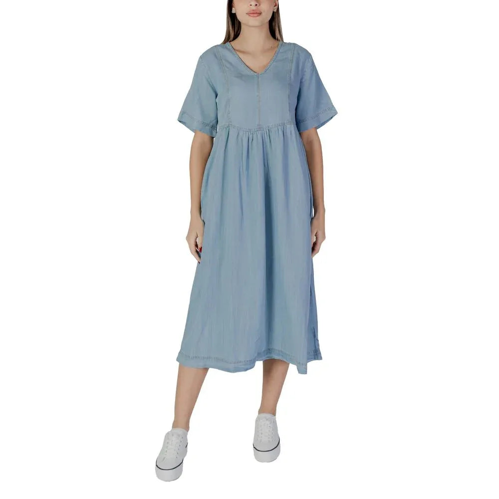 B.Young Light Blue Cotton Long Dress - Zeiniez