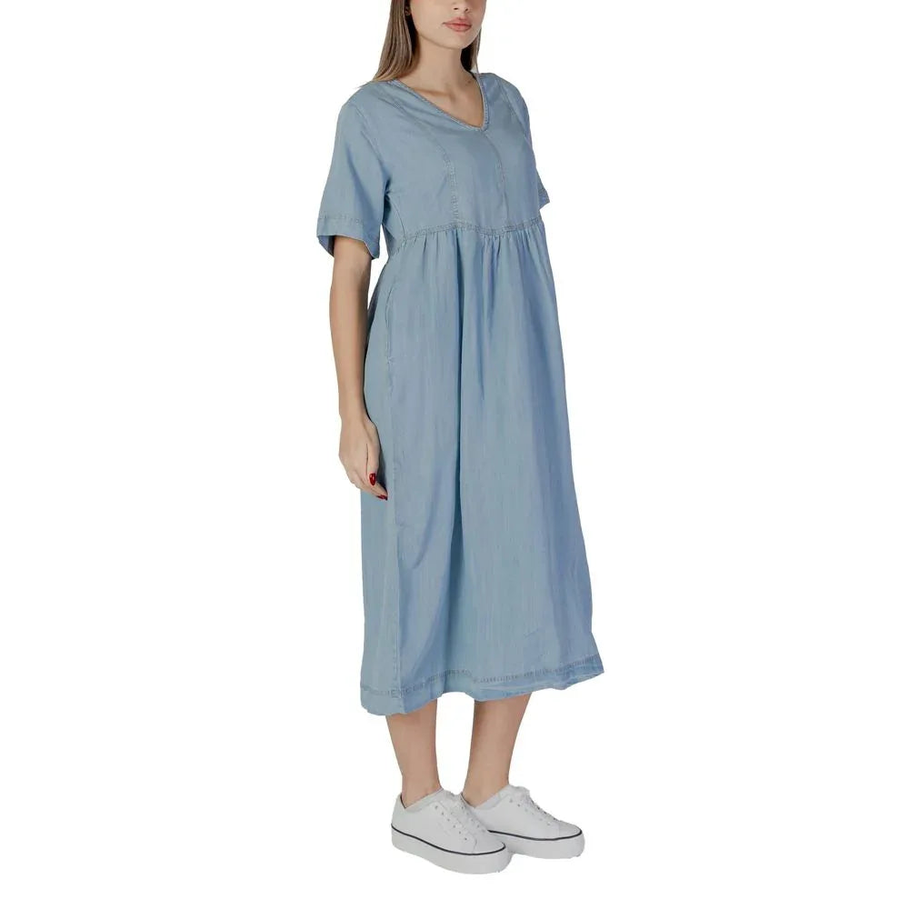 B.Young Light Blue Cotton Long Dress - Zeiniez