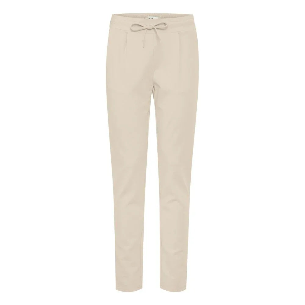 ICHI Beige Polyester Pants - Zeiniez