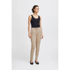 ICHI Beige Polyester Pants - Zeiniez