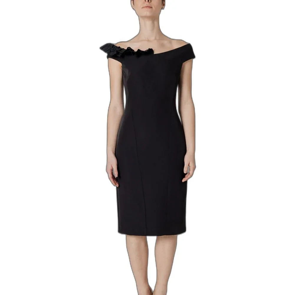 Sandro Ferrone Black Polyester Midi Dress - Zeiniez