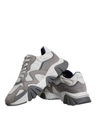 Versace Grey Leather Neoprene Chunky Low Top Squalo Sneakers Shoes - Zeiniez