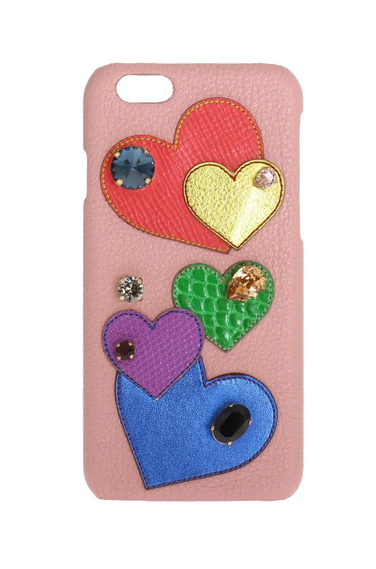 Dolce & Gabbana Pink Leather Heart Crystal Phone Case - Zeiniez