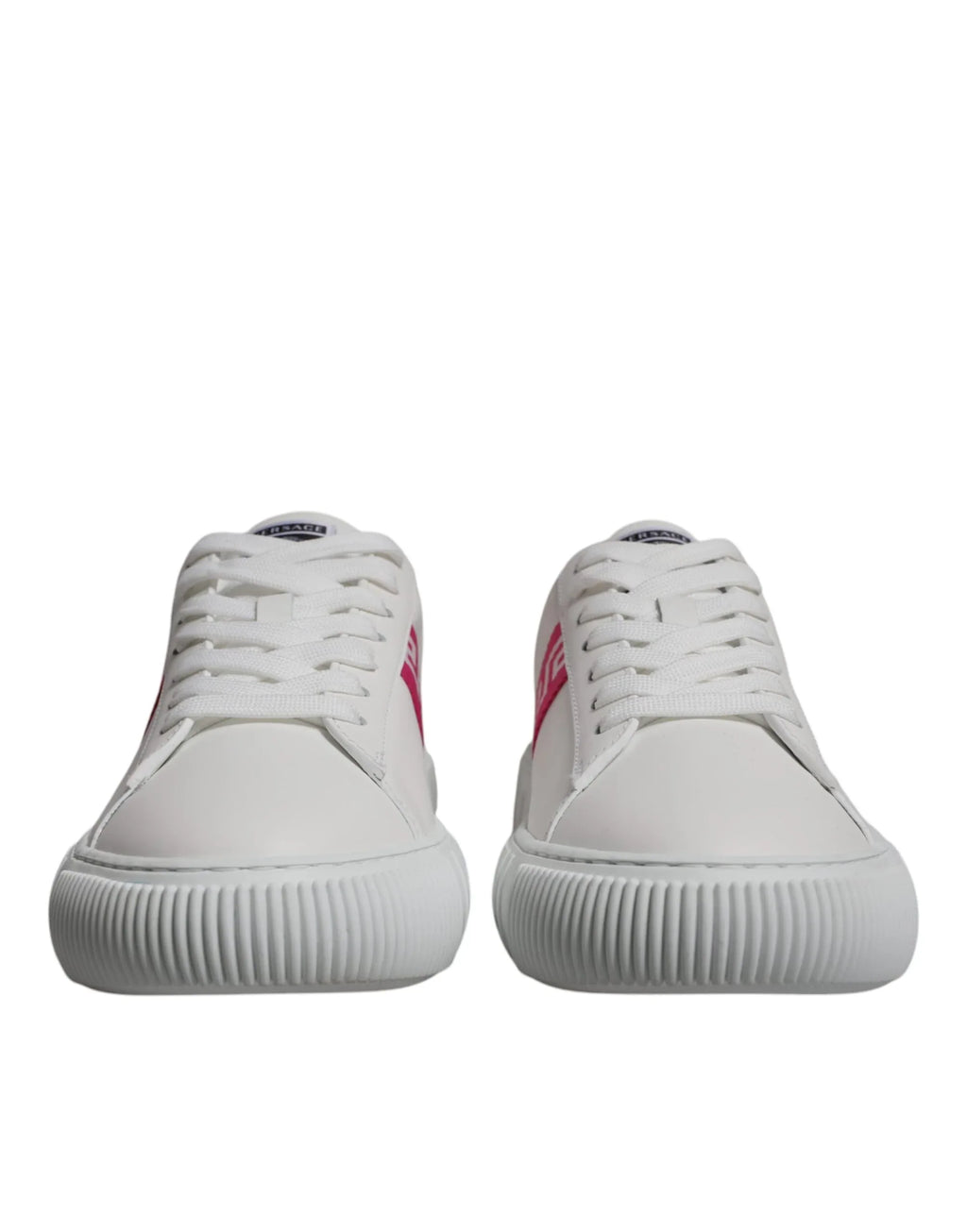 Versace White Pink Greca Print Platform Low Top Sneakers Shoes - Zeiniez