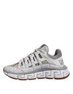 Versace White Trigreca Barocco Print Low Top Sneakers Shoes - Zeiniez