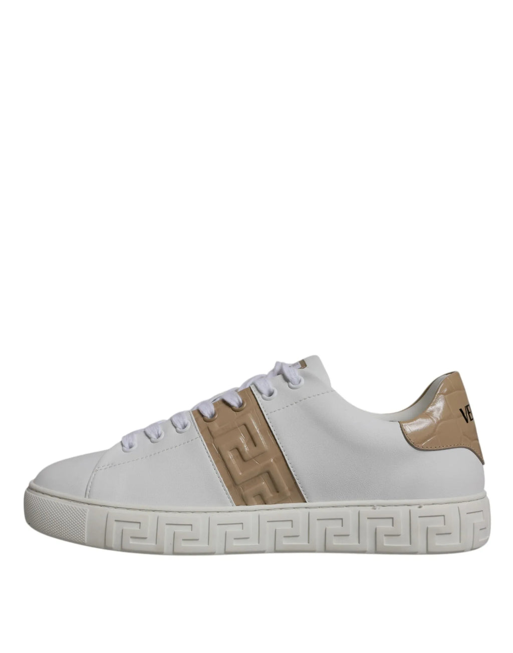 Versace White Brown Greca Print TPU Low Top Men Sneakers Shoes - Zeiniez