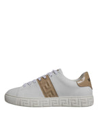Versace White Brown Greca Print TPU Low Top Men Sneakers Shoes - Zeiniez