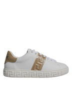 Versace White Brown Greca Print TPU Low Top Men Sneakers Shoes - Zeiniez
