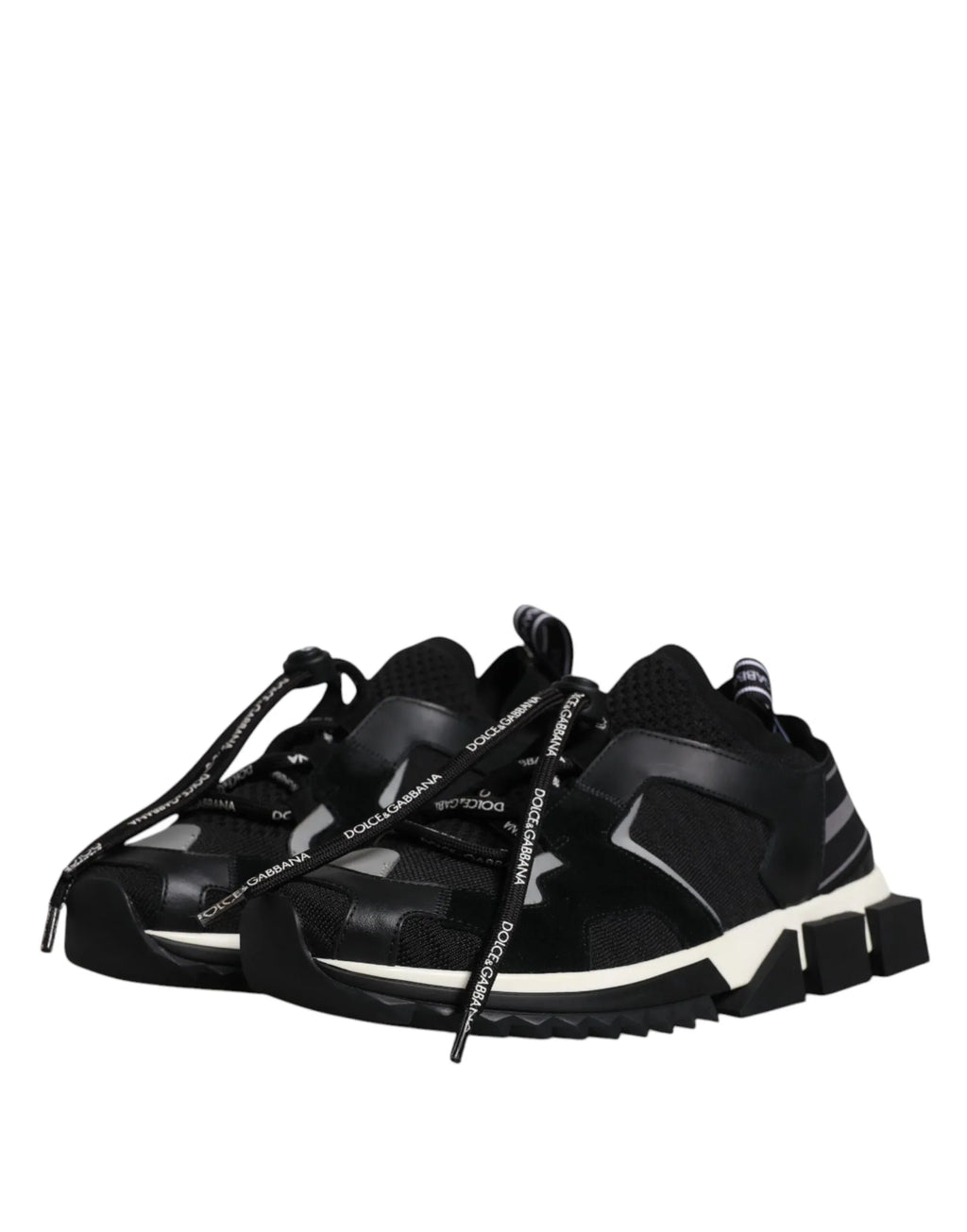 Dolce & Gabbana Black White Logo Sorrento Mens Sneakers Shoes - Zeiniez