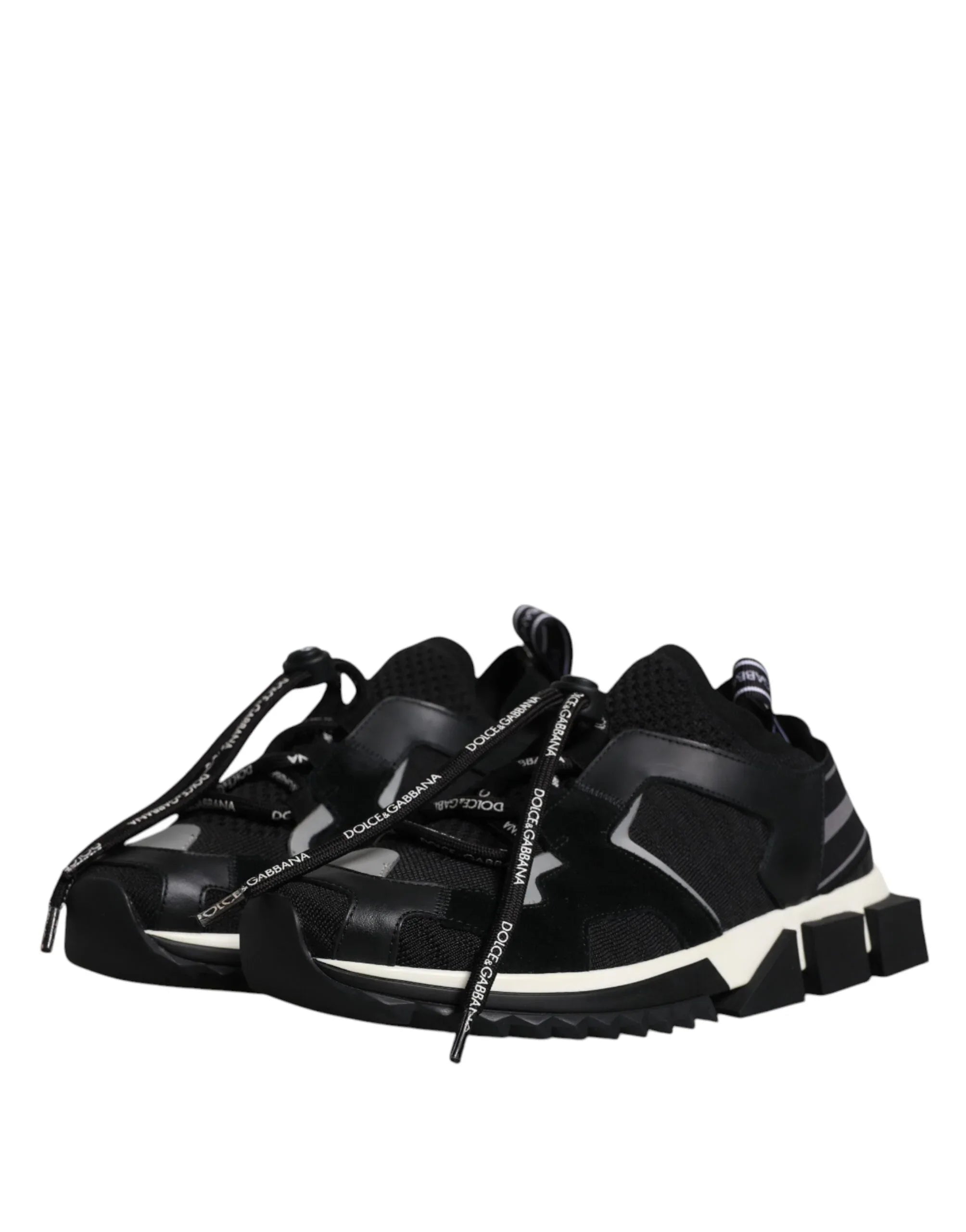 Dolce & Gabbana Black White Logo Sorrento Mens Sneakers Shoes - Zeiniez