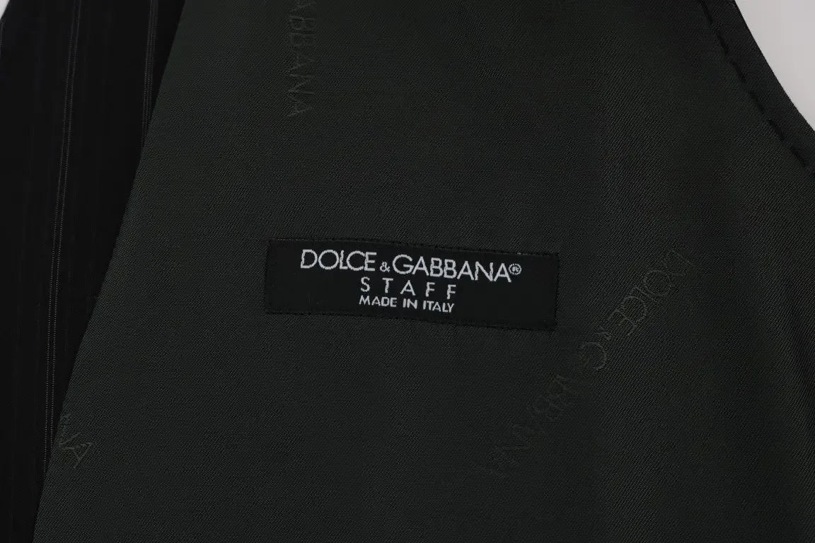 Dolce & Gabbana Black STAFF Cotton Striped Vest - Zeiniez