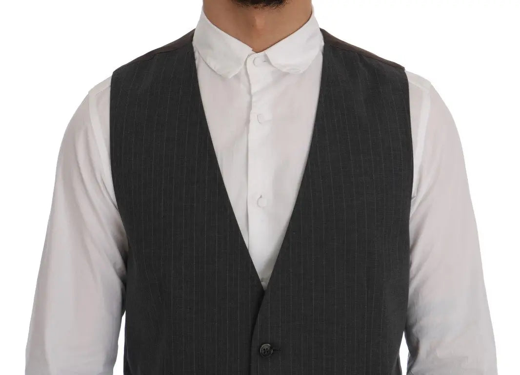 Dolce & Gabbana Gray STAFF Cotton Striped Vest - Zeiniez