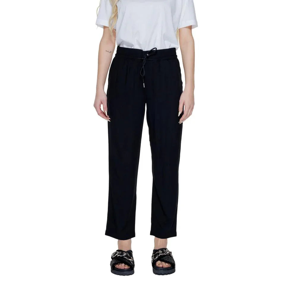 Street One Black Viscose Casual Pants - Zeiniez