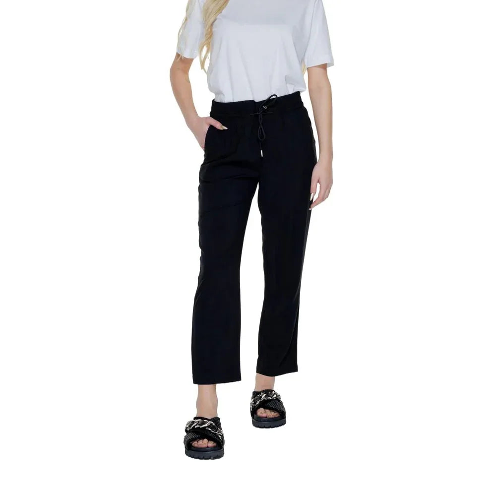 Street One Black Viscose Casual Pants - Zeiniez