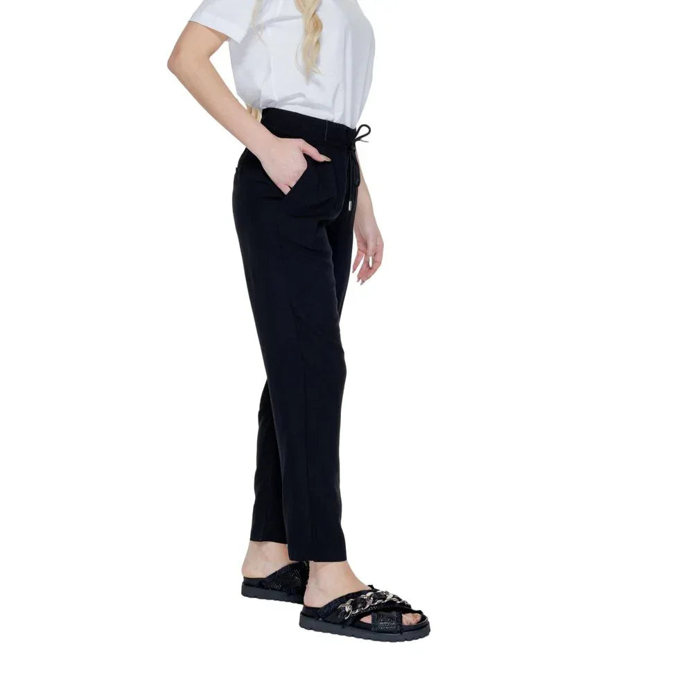 Street One Black Viscose Casual Pants - Zeiniez