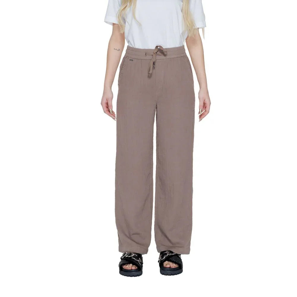 Street One Brown Cotton Casual Pants - Zeiniez