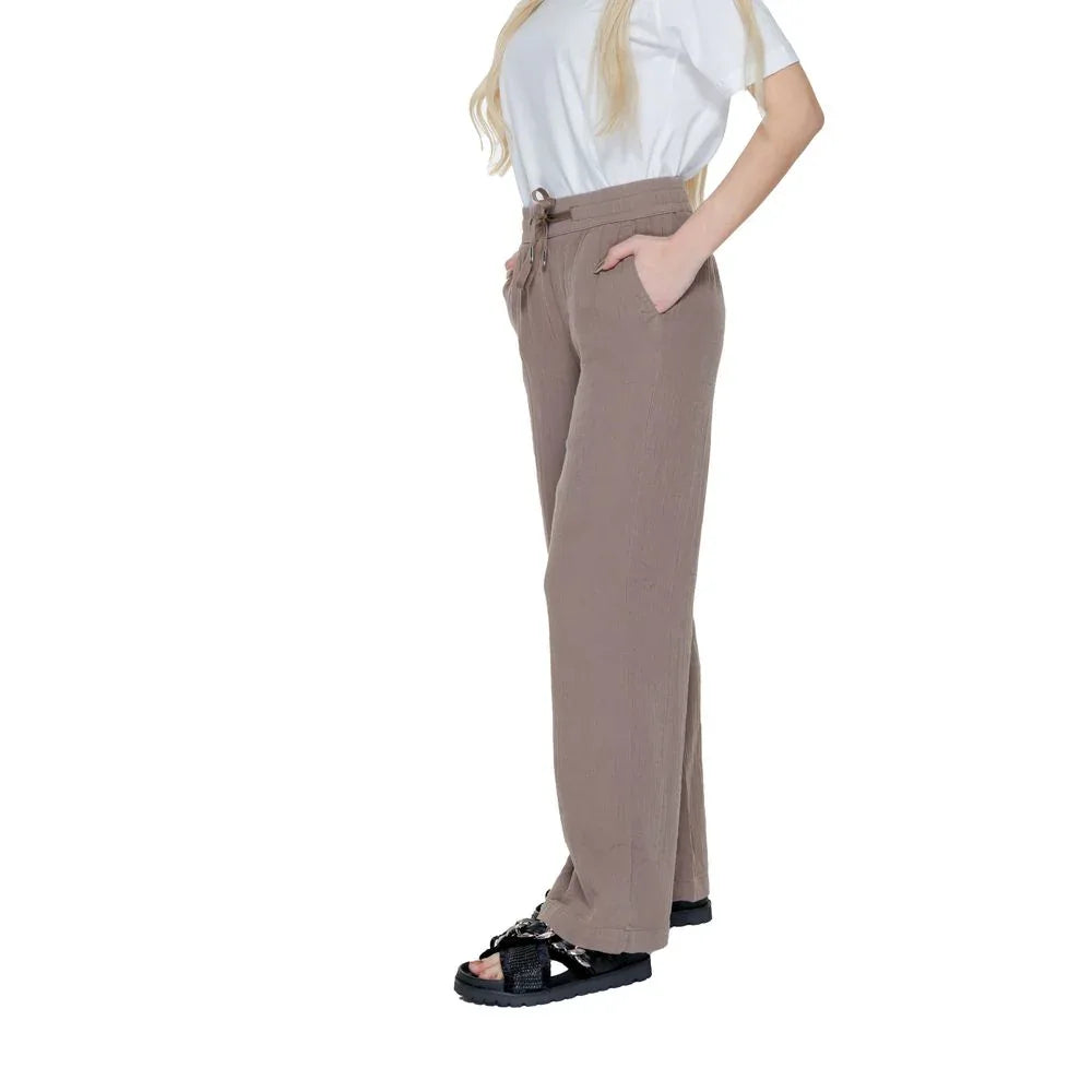Street One Brown Cotton Casual Pants - Zeiniez