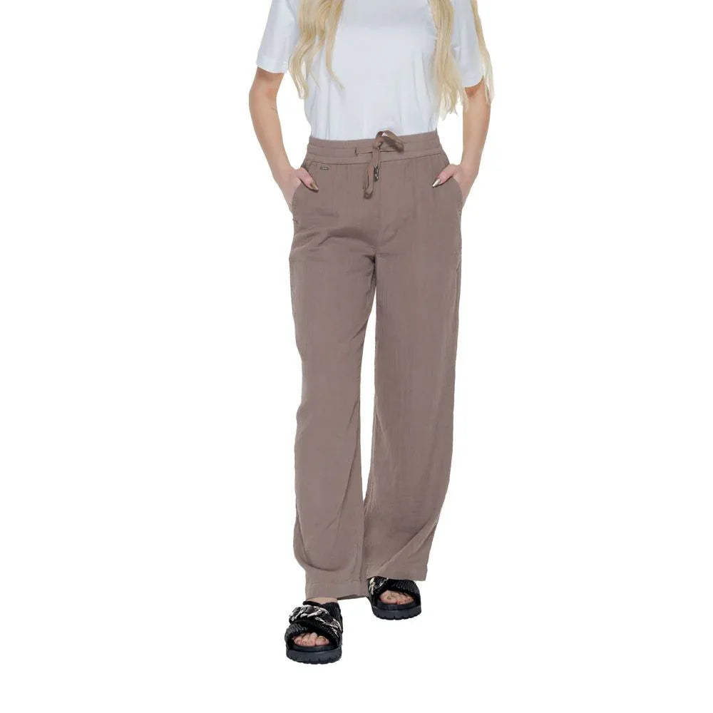 Street One Brown Cotton Casual Pants - Zeiniez