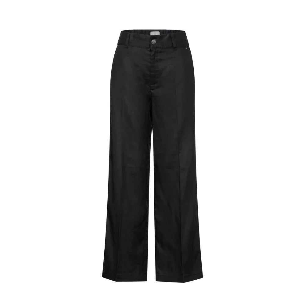 Street One Black Linen Casual Pants - Zeiniez