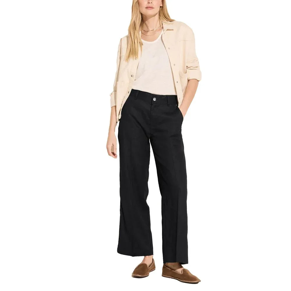 Street One Black Linen Casual Pants - Zeiniez