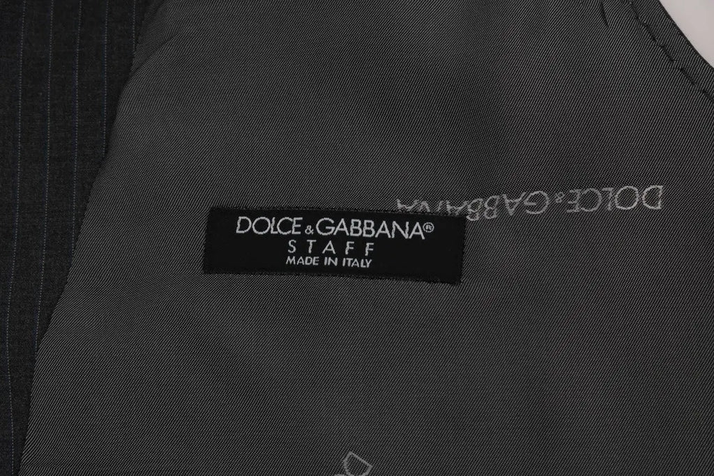 Dolce & Gabbana Gray STAFF Cotton Striped Vest - Zeiniez