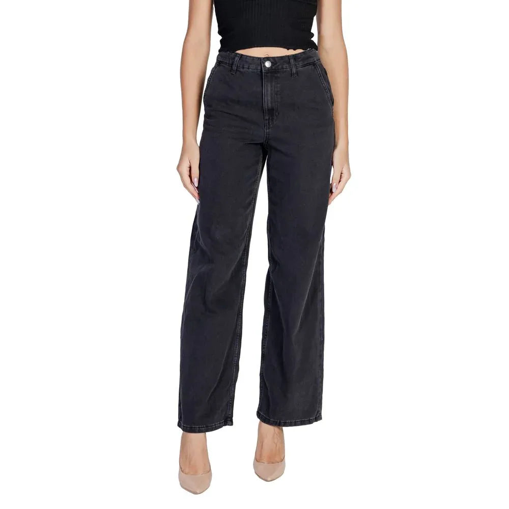 Jacqueline De Yong Black Cotton Relaxed Fit Jeans - Zeiniez