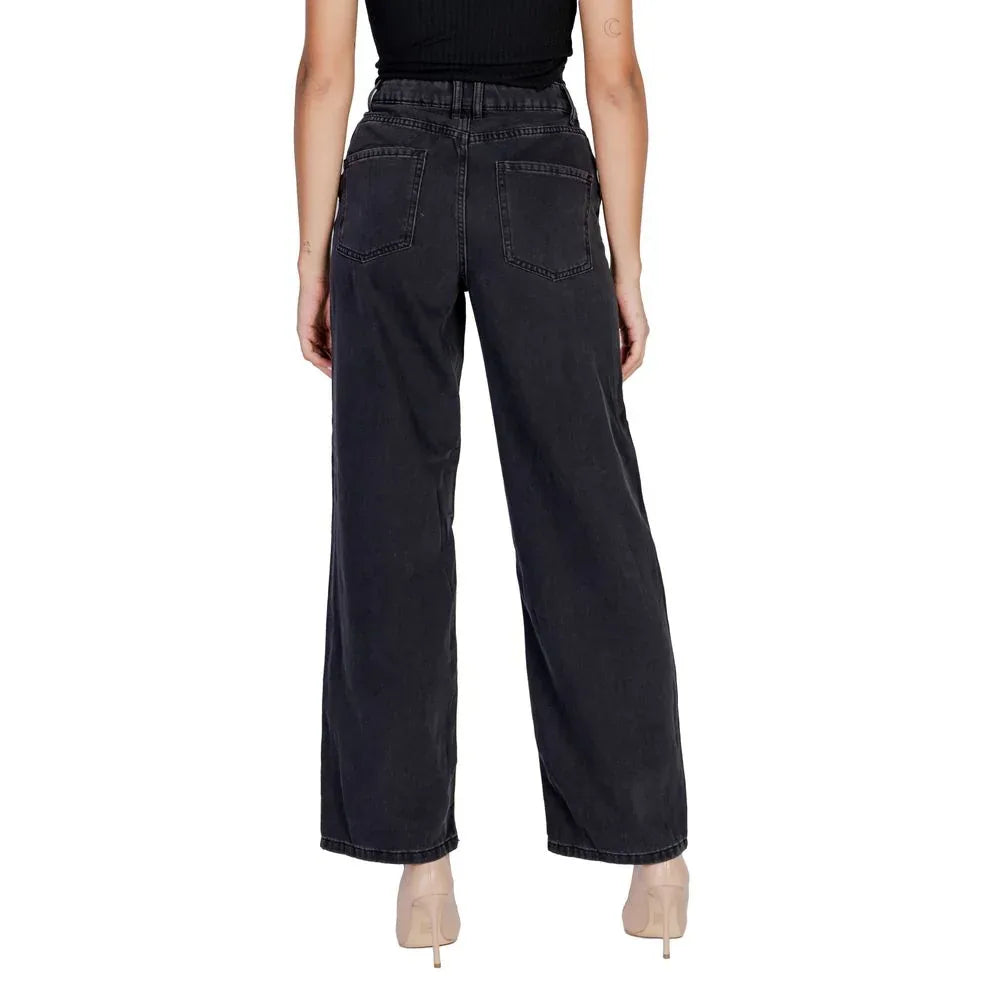 Jacqueline De Yong Black Cotton Relaxed Fit Jeans - Zeiniez