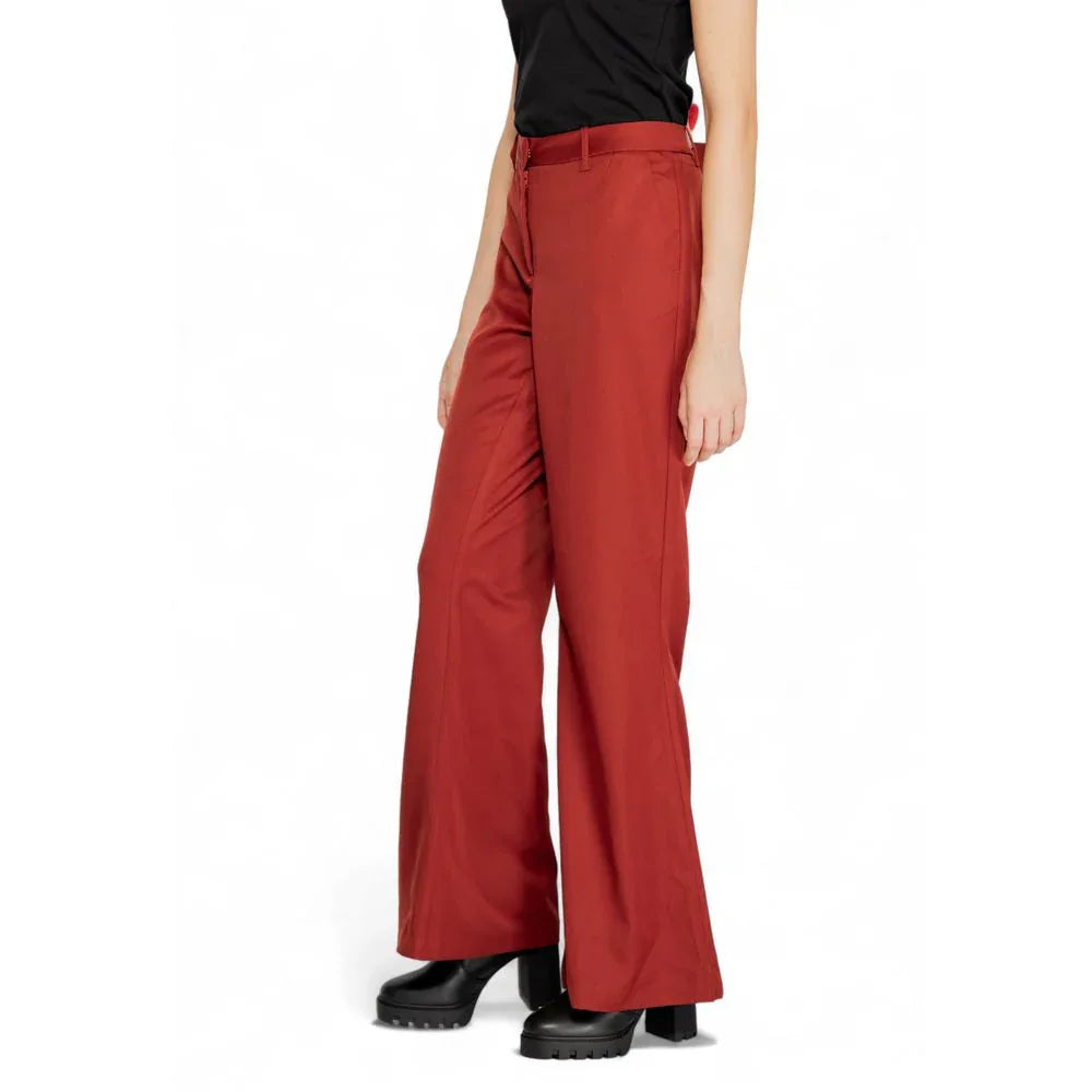 Vero Moda Red Polyester Flared Pants - Zeiniez