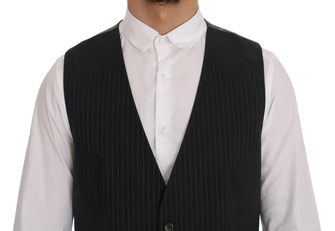 Dolce & Gabbana Gray STAFF Cotton Striped Vest - Zeiniez