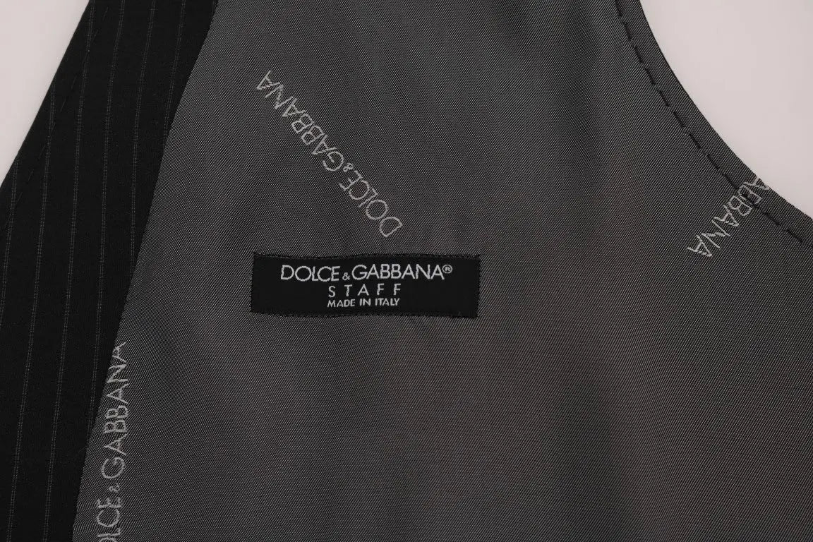 Dolce & Gabbana Gray STAFF Cotton Striped Vest - Zeiniez