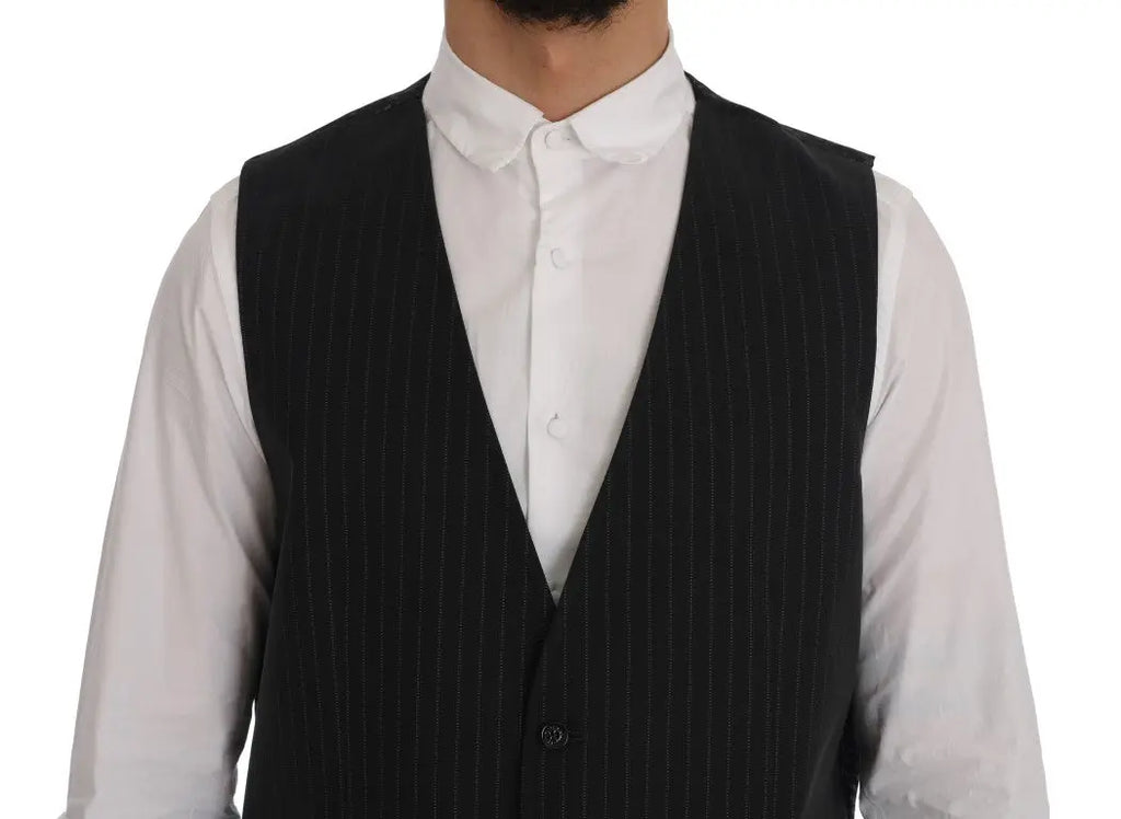 Dolce & Gabbana Gray STAFF Cotton Striped Vest - Zeiniez