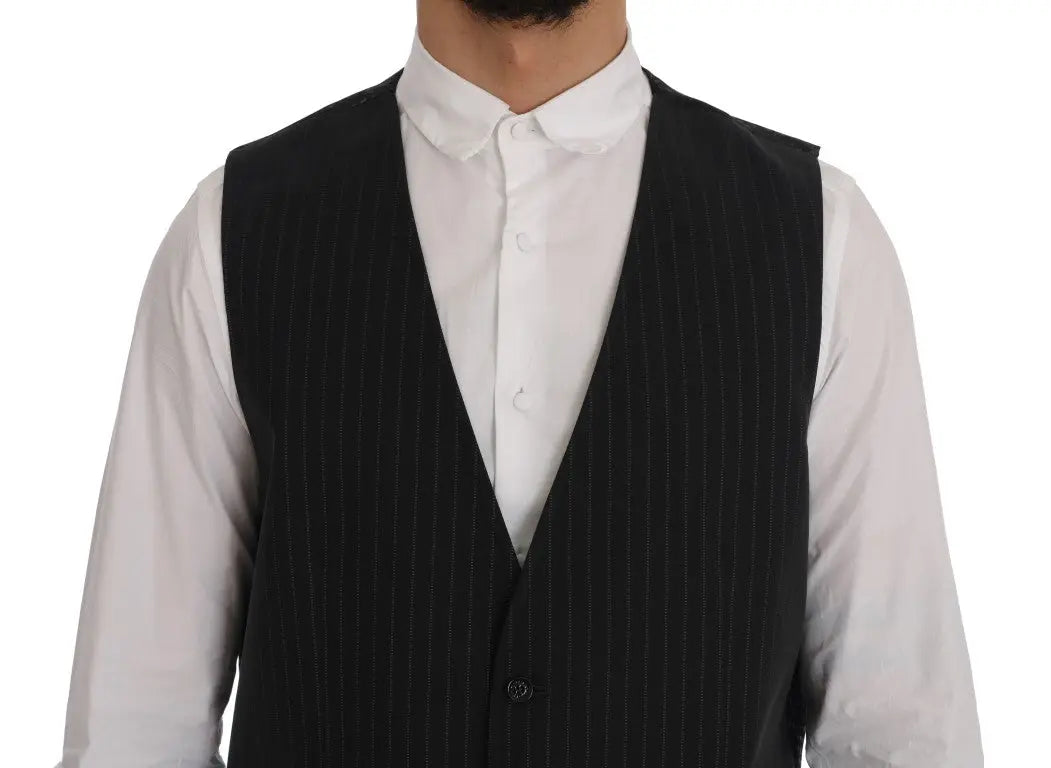 Dolce & Gabbana Gray STAFF Cotton Striped Vest - Zeiniez