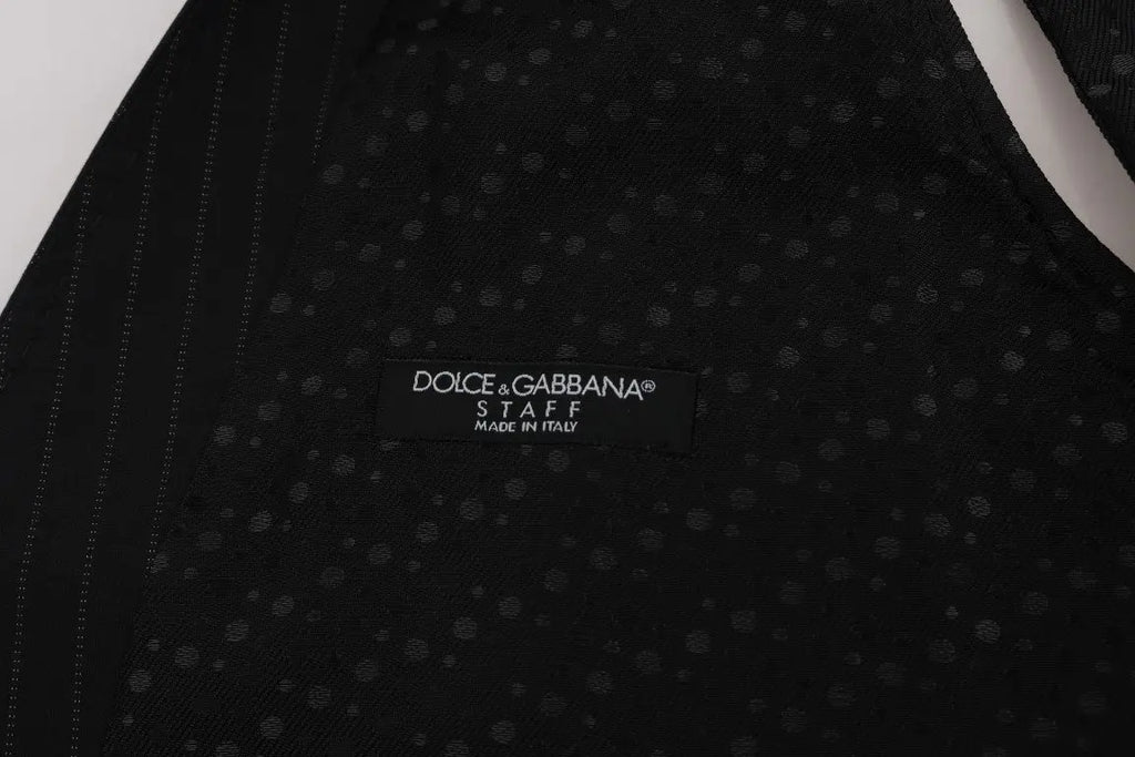Dolce & Gabbana Gray STAFF Cotton Striped Vest - Zeiniez