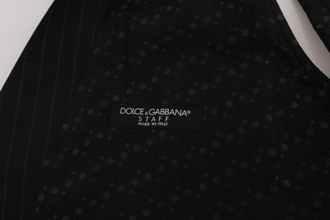 Dolce & Gabbana Gray STAFF Cotton Striped Vest - Zeiniez